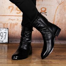 Italienische Markendesigner-Cowboystiefel für Männer, lässiger Motorradstiefel, schwarze Herbst-Winter-Schuhe aus echtem Leder, Botas Masculinas