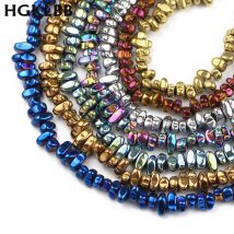 HGKLBB Naturstein unregelmäßige Goldfarbe Hämatit Kies Chip Lose Distanzperlen für Schmuckherstellung Armband Halskette DIY 15''