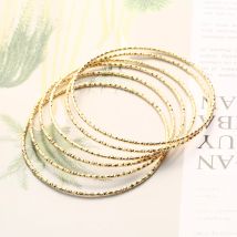 Gold Überzogene frauen Mode Armreif Set 68cm Große Runde Draht Armreifen 18mm Dicken Armreif Armbänder Weibliche Zubehör party Geschenk