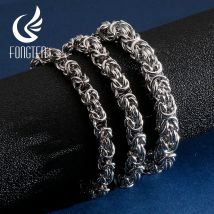 Fongten Edelstahl-Kettenarmband für Männer, handgefertigt, Mesh-Charm-Armband, Armbänder, Armreif, männlicher Schmuck, Weihnachtsgeschenke
