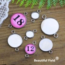 Stainless Steel 20pcs Fit 6mm 8mm 12mm 14mm 16mm 18mm 20mm 25mm Cabochon Settings Round Cameo Base Blank Tray Connector