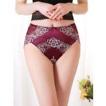 Large Size High Waist Panties Women Underwear Sexy Lace Transparent Hollow Plus Size Satin Briefs Big Pantie Female 4xl 5xl 6xl