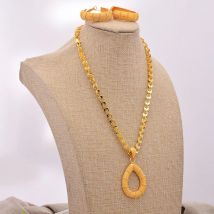 Neue Äthiopischen Dubai Gold Farbe schmuck Sets Hochzeit Frauen Halsketten Ohrringe Schmuck Sets Eritrean Große quaste Schmuck Geschenke