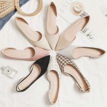 Frühling 2025, neue Schuhe mit flachem Mund und flachem Boden, spitze Zehen, einfarbige Schuhe mit flachem Absatz, Slip-on-Schuhe, Größe 31, 32, 33, 45, 46 Flock