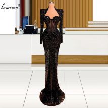 4 Designs Schwarz Kristalle Abendkleider 2021 Nahen Osten Formale Abendkleider Perlen Geburtstag Party Kleider Vestidos Formale
