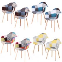 EGOONM 2 Pz/set Da Pranzo Sedie Tessuto Patchwork Poltrone Sedia Da Ufficio w/Sedile Imbottito Gambe
