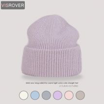 VISROVER 9 Farben Unisex Einfarbig Echt Kaninchen Fell Mützen Winter Hut Für Frau Stricken Motorhaube Acryl Frau Herbst Warme Skullies