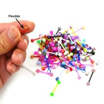 10PCS Bunte Flexible Zunge Piercing Barbell Zunge ringe Silikon 14G Tragus Helix Ohr Piercing frauen Punk piercing schmuck