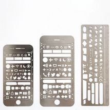 Edelstahl-Lineal zum Selbermachen, geometrische Zeichnungsvorlage, Lineale, Multi-Muster, Herz, Stern, hohles Lineal, Tagebuch, Werkzeuge, Sermonstitute, Lj 자