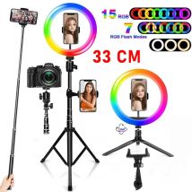 12 Zoll Dimmbare RGB LED Selfie Ring Füllen Licht 33 CM Foto Ring Lampe Mit Stativ Für Make-Up Video live Aro De Luz Para Celular