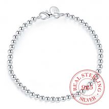 100% echt 925 Sterling silber Armband für Frauen männer Homme 4 MM Perlen Ball Kette Armbänder Armreifen Klassische Pulsera de Mujer
