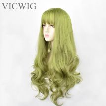 24inch Synthetische Grün Schwarz Haar Lockige Große Welle Cosplay Perücken Mit Pony für Frauen African American Wärme Beständig Faser haar