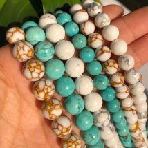 4 6 8 10 12mm Multicolor Natürliche Türkisen Verkrustete Matte Howlith Perlen Lose Runde Spacer Stein Perlen Für Schmuck Machen DIY Armbänder