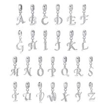 Charm-Perle aus 925er-Sterlingsilber, Vintage-Alphabet, A-Z, Buchstaben-Anhänger, passend für Markenarmbänder, Halsketten, Frauen, DIY-Schmuck