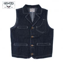 Herren Gestreifte Jeansweste Anzug Jagdweste Outdoor Trekking Wandern Sport Revers Lokomotive Multi