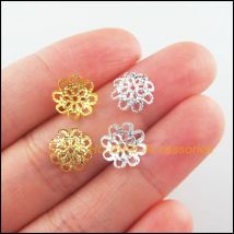 Nuevo 200 tapas de flores joyería hacer entregas chapado en oro y plata 10mm accesorios de descubrimientos Diy