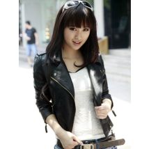 Frauen Leder Jacken Slim Fit Revers Zip Up Kunstleder Biker Mantel Damen PU Cropped Top Motorrad Tragen 2022 Mode flut