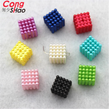 Cong Shao 50pcs 14mm  Abs pearl Square Beads For Jewelry Making Imitation Pearls Mounted Removable Type For Accessories CS405
