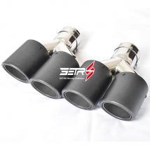 2PCS Universal Dual Matt Curly Carbon Fiber Exhaust Tip Stainless Steel  Muffler Pipe  For E90