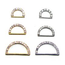 New 9mm/13mm/19mm Bar Rhodium or Gold Crystals Metal D Ring Wedding Gift Ornament Ribbon Buckle Connector Accessories 12pcsx