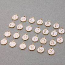 10 Stück/26 Stück Alphabet Buchstaben Double Face Emaille Charms KC Goldfarbe Weiße Emaille 12*15mm Anhänger Schmuckherstellung Handgemachtes Handwerk