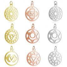 10 Stück/Set Yoga 7 Chakra DIY Anhänger Großhandel 316 Edelstahl Heilungsanhänger Lotus Orgon-Energie 7-Chakra-Verbinder Charm