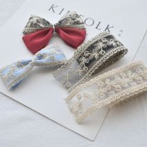 1Yard Embroidered Lace 4CM Wide  Lace  Trim Ribbon Diy Width African Fabrics Homemade Bow Hair AccessoriesCraft Fabric