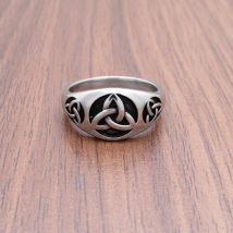 Vintage Celtics Triquetra Symbol Stainless Steel Men Rings Trinity Knot Ring Amulet Nordic Biker Jewelry Gifts
