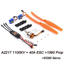 A2217 2217 1100KV/1250KV/2300KV Bürstenlosen Motor + 40A ESC + SG90 Servo + 6040/8060/ 1060 Prop für RC High Speed Befestigung Flügel