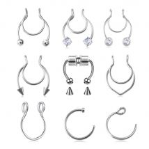 1szt Fałszywy pierścień do nosa dla kobiet Mężczyźni 20G Biżuteria ze stali chirurgicznej Fałszywy piercing Hoop Lip Septum Pierścienie do nosa Biżuteria do ciała