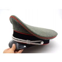 Reenactment DEUTSCHER ELITE OFFIZIER WOLLHUT CAP W RED PIPE SILBER CHIN CORD Replica