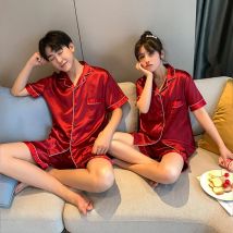 Luxus Pyjama Anzug Satin Seide Pyjamas Sets Paar Nachtwäsche Casual Familie Pijama Liebhaber Nacht Anzug Männer & Frauen Plus Größe Pj Set