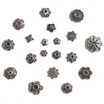 Mix 20 Stile 50 stücke Silber 6-14mm Blumen Filigrane Blütenblatt End Kappen Erkenntnisse Ende Spacer kappe Für Schmuck Machen Liefert