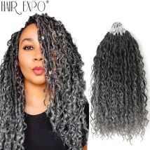 14-26"Goddess Locs Crochet Braids Haar Natürliche synthetische Flechten Haarverlängerung Ombre River Faux Locs mit lockigem Haar Expo City