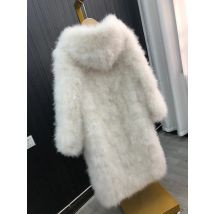 Länge mit kappe Flauschigen Feder marabou Jacke Winter Frauen Kleidung Oberbekleidung Warme Mantel Abend Frau geschenk Türkei feder