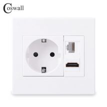 Coswall pc panel eu wand steckdose weiblich zu weiblich hdmi-kompatibel 2,0 cat6 rj45 internet daten steckdose