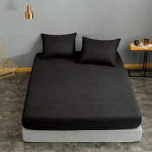 Bonenjoy 1pc Schwarz Farbe Ausgestattet Blatt Single/Königin/König Größe drap de lit Bettlaken Sets Solide doppel Bettwäsche (keine Kissen)
