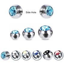 Seite Loch 6Pcs 16G/14G 3/4/5mm Schraube Ende Bead Ersatz Ball ersatzteile Helix Nase Bauch Ring Körper Schmuck Machen Zubehör