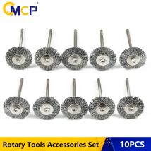 CMCP 10 pz 22mm Set di spazzole metalliche per lucidatura Gambo 3.0mm Acciaio inossidabile/Nylon/ottone per lucidatura Rettifica per utensili rotanti Dremel