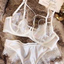 Sexy wimpern spitze unterwäsche sets perspektive ultra-dünne gebündelt große brüste bh set bügel push-up frauen dessous panty