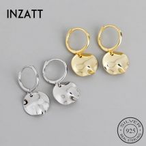 INZATT Echt 925 Sterling Silber Geometrische Unregelmäßige Runde Hoop Huggies Ohrringe Für Mode Frauen Edlen Schmuck Punk Zubehör
