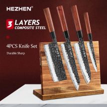 Hezhen 4-5pc Küchenmesser set Chef Utility Edelstahl 3 Schichten Verbunds tahl Santoku Nakiri Küchen