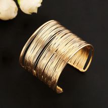Punk multistrato fili metallici corde bracciali braccialetti per le donne vintage esagerato colore oro ampio polsino aperto braccialetti gioielli