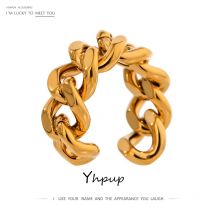 Yhpup Trendy Kette Öffnung Ring Edelstahl Schmuck Aussage Goldene Metall Textur Hohe Qualität Finger Anillos Mujer Neue