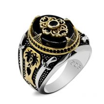 Echte Neue Natürliche Achat 925 Silber herren Ring Nahen Osten Machete Coconut Baum Retro Türkische