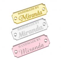 Personalisierte handgefertigte Anhänger für Kleidung, DIY-Geschenk, rechteckiges Acryl-Handwerksetikett für handgefertigte Kleidung, Name, individuelles Rechteck