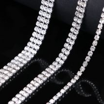 1-reihe/2-reihe/3-reihe 1Yard Silber Kristall Strass Kette Flatback Silber klaue strass Trim kristall für DIY Handwerk Nähen