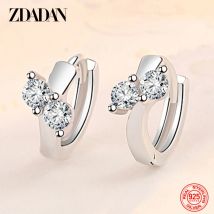 ZDADAN 925 Sterling Silber Charm Kristall Kleine Creolen für Damen, Modischer Hochzeitsschmuck, Geschenk