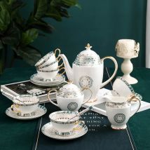 Gold Gemalt Knochen China Kaffee Set Edle Porzellan Tee-Set Keramik Topf Becher Zucker Schüssel Creamer Teekanne Milch Krug Teaset tee Tasse Set