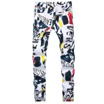 2020 Fashion Jeans Men Stretch Denim Printed Pants Straight Hip Hop Painted Jeans Casual Men Clothes Slim Skinny Fit Trousers